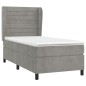 vidaXL Cama box spring con colchón terciopelo gris claro 90x190 cm vidaXL Cama box spring con colchón terciopelo gris claro 90x190 cm