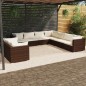 vidaXL Set muebles de jardín 9 piezas y cojines ratán sintético marrón vidaXL Set muebles de jardín 9 piezas y cojines ratán sintético marrón
