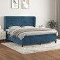 vidaXL Cama box spring con colchón terciopelo azul oscuro 160x200 cm vidaXL Cama box spring con colchón terciopelo azul oscuro 160x200 cm