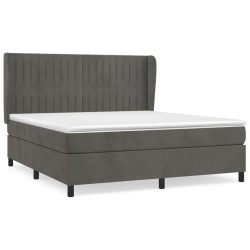 vidaXL Cama box spring con colchón terciopelo gris oscuro 180x200 cm