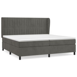 vidaXL Cama box spring con colchón terciopelo gris oscuro 200x200 cm