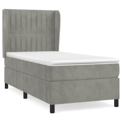 vidaXL Cama box spring con colchón terciopelo gris claro 80x200 cm