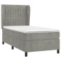 vidaXL Cama box spring con colchón terciopelo gris claro 80x200 cm