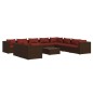 vidaXL Set de muebles de jardín 11 pzas cojines ratán sintético marrón vidaXL Set de muebles de jardín 11 pzas cojines ratán sintético marrón