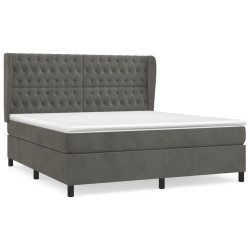 vidaXL Cama box spring con colchón terciopelo gris oscuro 160x200 cm