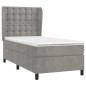 vidaXL Cama box spring con colchón terciopelo gris claro 100x200 cm vidaXL Cama box spring con colchón terciopelo gris claro 100x200 cm