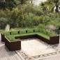vidaXL Set muebles de jardín 10 pzas y cojines ratán sintético marrón vidaXL Set muebles de jardín 10 pzas y cojines ratán sintético marrón