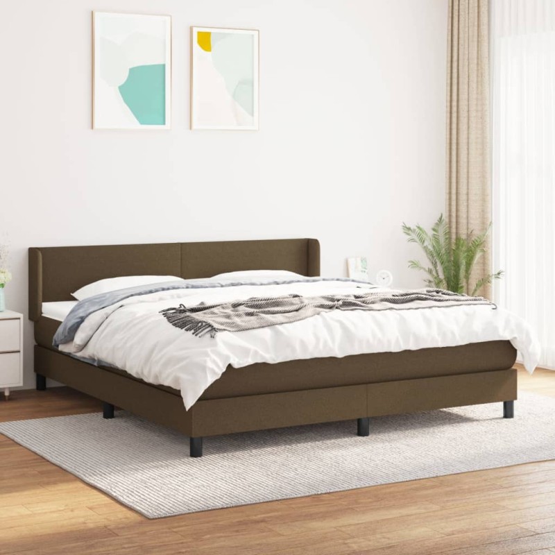vidaXL Cama box spring con colchón tela marrón oscuro 160x200 cm vidaXL Cama box spring con colchón tela marrón oscuro 160x200 cm