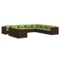vidaXL Set muebles de jardín 10 pzas y cojines ratán sintético marrón vidaXL Set muebles de jardín 10 pzas y cojines ratán sintético marrón