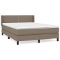 vidaXL Cama box spring con colchón tela gris taupe 140x190 cm vidaXL Cama box spring con colchón tela gris taupe 140x190 cm