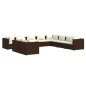 vidaXL Set muebles de jardín 10 pzas y cojines ratán sintético marrón vidaXL Set muebles de jardín 10 pzas y cojines ratán sintético marrón