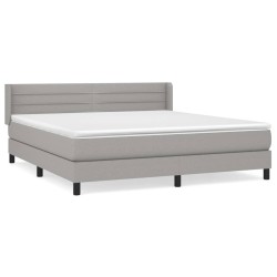 vidaXL Cama box spring con colchón tela gris claro 180x200 cm