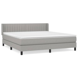 vidaXL Cama box spring con colchón tela gris claro 180x200 cm
