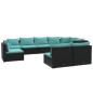 vidaXL Set de muebles de jardín 9 pzas y cojines ratán sintético negro vidaXL Set de muebles de jardín 9 pzas y cojines ratán sintético negro