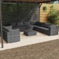 vidaXL Set de muebles de jardín 10 pzas y cojines ratán sintético gris vidaXL Set de muebles de jardín 10 pzas y cojines ratán sintético gris