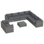 vidaXL Set de muebles de jardín 10 pzas y cojines ratán sintético gris vidaXL Set de muebles de jardín 10 pzas y cojines ratán sintético gris
