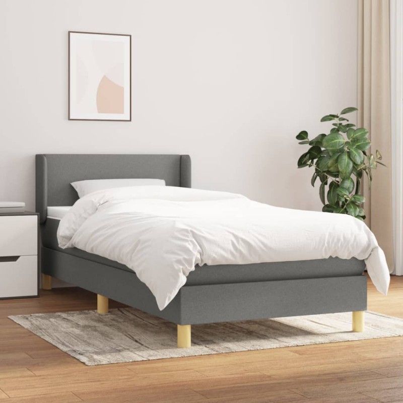 vidaXL Cama box spring con colchón tela gris oscuro 90x190 cm vidaXL Cama box spring con colchón tela gris oscuro 90x190 cm