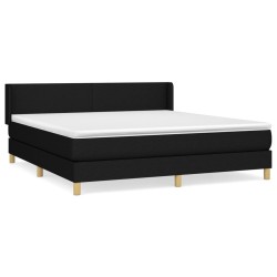 vidaXL Cama box spring con colchón tela negro 180x200 cm