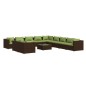 vidaXL Set muebles de jardín y cojines 12 pzas ratán sintético marrón vidaXL Set muebles de jardín y cojines 12 pzas ratán sintético marrón