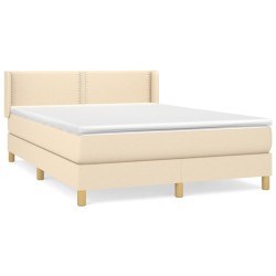 vidaXL Cama box spring con colchón tela color crema 140x190 cm