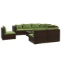 vidaXL Set muebles de jardín 9 piezas y cojines ratán sintético marrón vidaXL Set muebles de jardín 9 piezas y cojines ratán sintético marrón