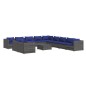 vidaXL Set de muebles de jardín 12 pzas cojines ratán sintético gris