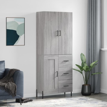 vidaXL Aparador alto madera contrachapada gris sonoma 69,5x34x180 cm