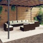 vidaXL Set muebles de jardín 10 pzas y cojines ratán sintético marrón