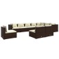 vidaXL Set muebles de jardín 10 pzas y cojines ratán sintético marrón