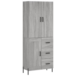 vidaXL Aparador alto madera contrachapada gris sonoma 69,5x34x180 cm