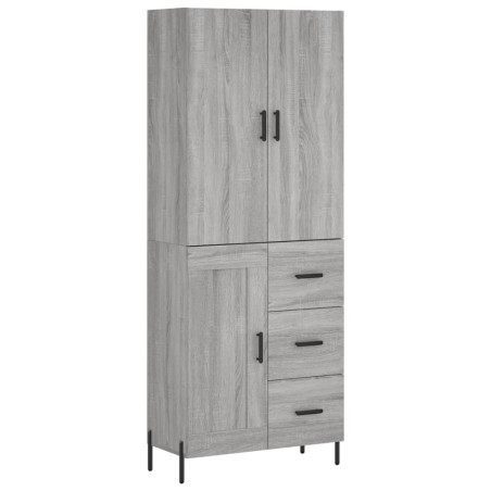 vidaXL Aparador alto madera contrachapada gris sonoma 69,5x34x180 cm