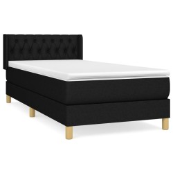 vidaXL Cama box spring con colchón tela negro 90x200 cm