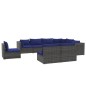 vidaXL Set de muebles de jardín 9 pzas y cojines ratán sintético gris vidaXL Set de muebles de jardín 9 pzas y cojines ratán sintético gris