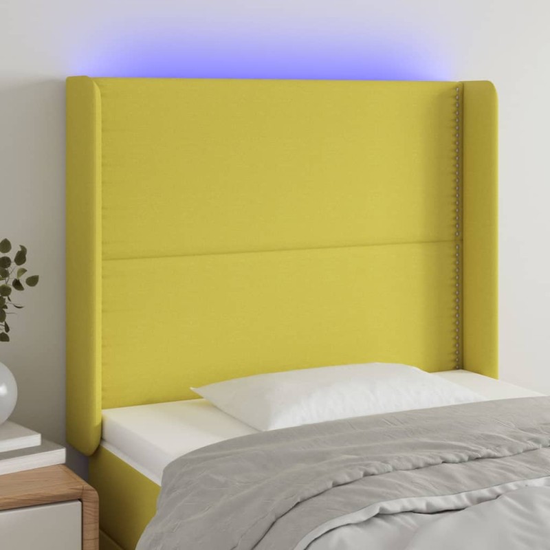 vidaXL Cabecero con LED de tela verde 103x16x118/128 cm vidaXL Cabecero con LED de tela verde 103x16x118/128 cm