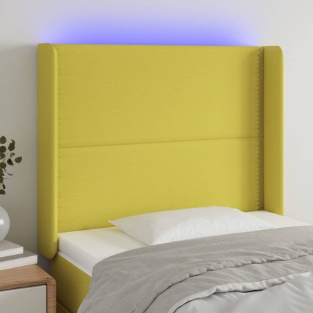 vidaXL Cabecero con LED de tela verde 103x16x118/128 cm