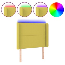 vidaXL Cabecero con LED de tela verde 103x16x118/128 cm