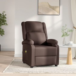 vidaXL Sillón de masaje eléctrico cuero sintético marrón
