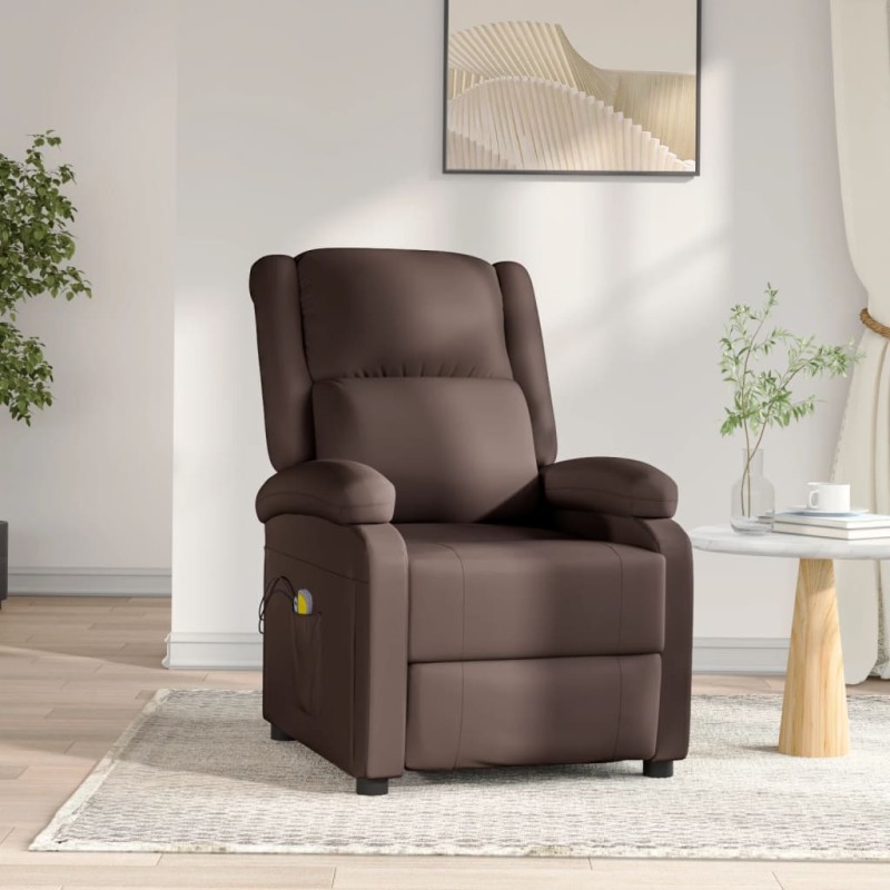 vidaXL Sillón de masaje eléctrico cuero sintético marrón vidaXL Sillón de masaje eléctrico cuero sintético marrón