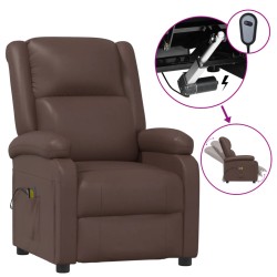vidaXL Sillón de masaje eléctrico cuero sintético marrón