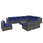 vidaXL Set de muebles de jardín 11 pzas y cojines ratán sintético gris vidaXL Set de muebles de jardín 11 pzas y cojines ratán sintético gris