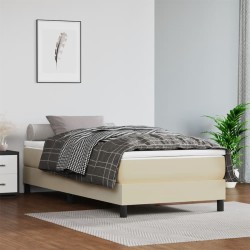 vidaXL Colchón de muelles ensacados cuero sintético crema 90x200x20 cm