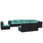 vidaXL Set de muebles de jardín 9 pzas y cojines ratán sintético negro vidaXL Set de muebles de jardín 9 pzas y cojines ratán sintético negro