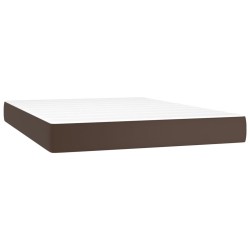 vidaXL Colchón muelles ensacados cuero sintético marrón 140x190x20 cm