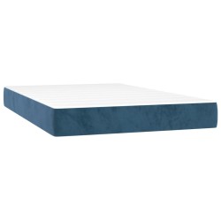 vidaXL Colchón muelles ensacados terciopelo azul oscuro 120x200x20 cm