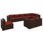 vidaXL Set muebles de jardín 9 piezas y cojines ratán sintético marrón vidaXL Set muebles de jardín 9 piezas y cojines ratán sintético marrón