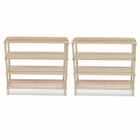 vidaXL Zapatero de 4 alturas 2 unidades madera maciza de abeto