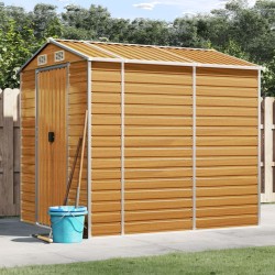 vidaXL Caseta de jardín acero galvanizado marrón claro 191x215x198 cm