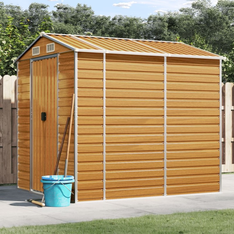 vidaXL Caseta de jardín acero galvanizado marrón claro 191x215x198 cm vidaXL Caseta de jardín acero galvanizado marrón claro 191x215x198 cm