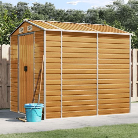 vidaXL Caseta de jardín acero galvanizado marrón claro 191x215x198 cm