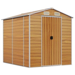 vidaXL Caseta de jardín acero galvanizado marrón claro 191x215x198 cm